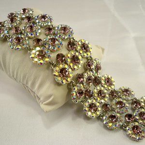 NEW Round Cut Purple & Iridescent Crystals *Rhodium Plated Bracelet